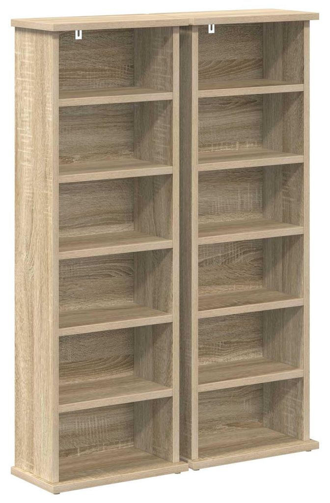 vidaXL Étagère CD, 2 pièces, Sonoma (chêne), 60 x 17 x 92 Image du produit 