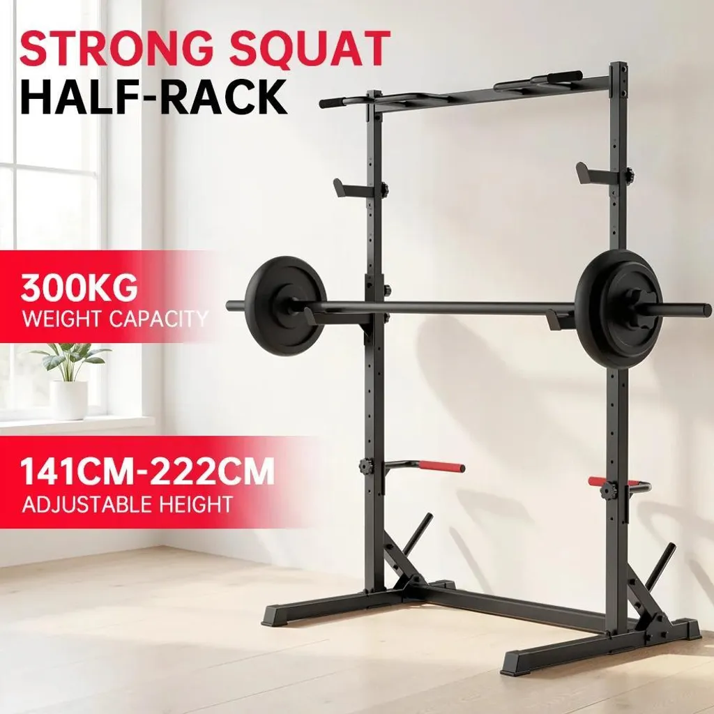 Support Squat Réglable 300kg - Tubes Acier 5x5cm - Station de Force Stable