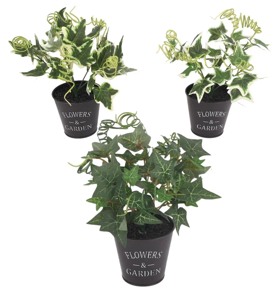 Plantes artificielles pour salle de bains et balcon - Set de 3 pots