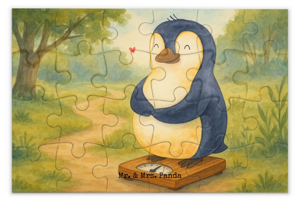Mr. & Mrs. Panda Puzzle Pinguin Diät Design 24 Teile - Weiß - Geschenk, Abnehmen, Gewicht, Pinguine, 1500, 2000, 1000, 500, Puzzlespiel