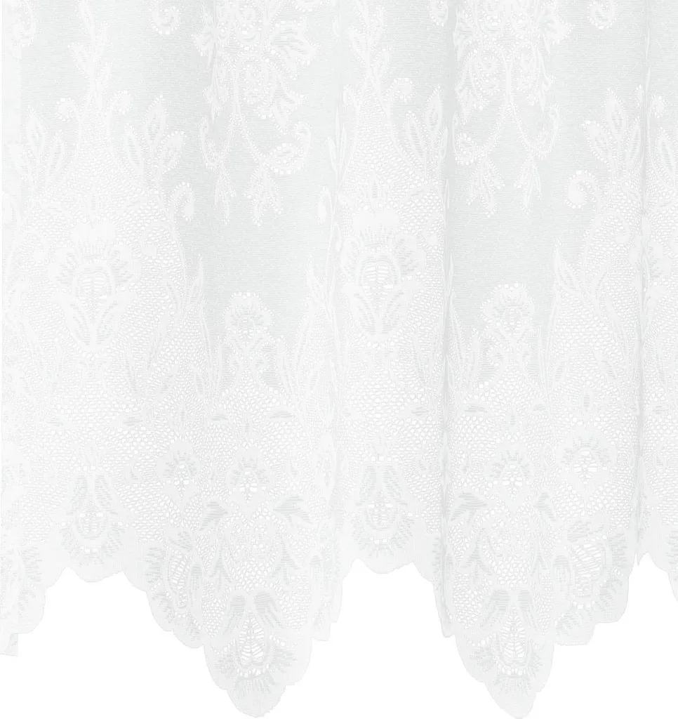 Tenda Jacquard Effetto Pizzo Con Motivo Floreale | 500x245 Cm | Bianco | 100% Poliestere | Con Nastro Arricciato | Leggera E Trasparente