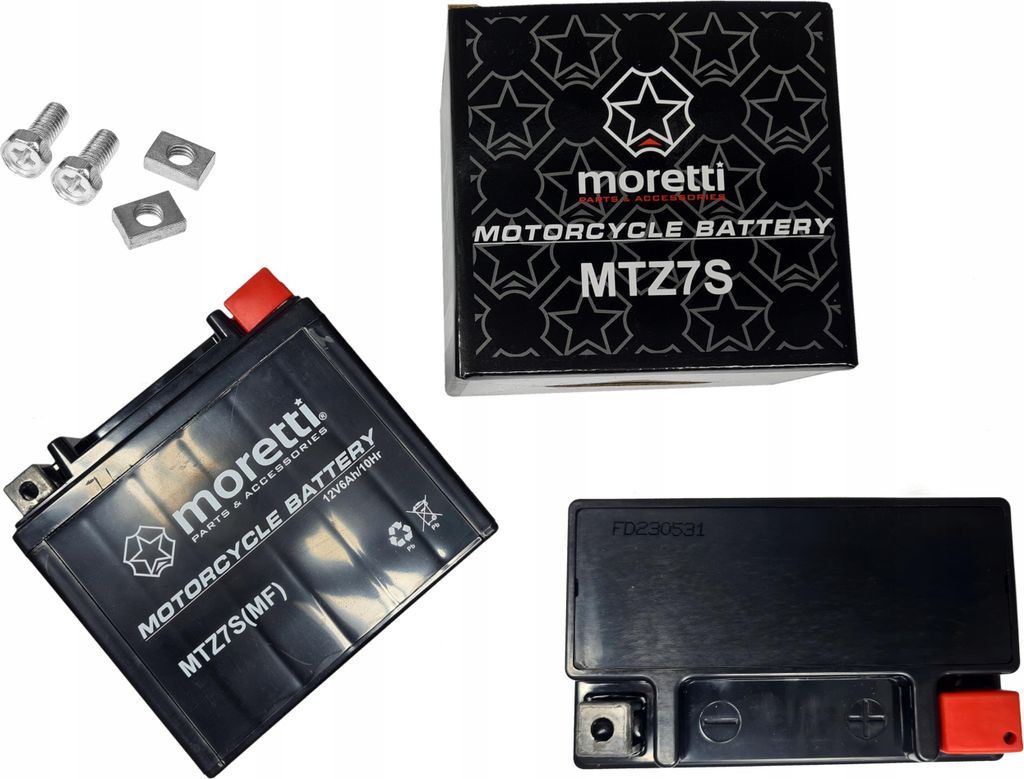Gel-Batterie 12V 6Ah 130A Moretti YTZ7S MTZ7S für Quad, Motorrad, Roller