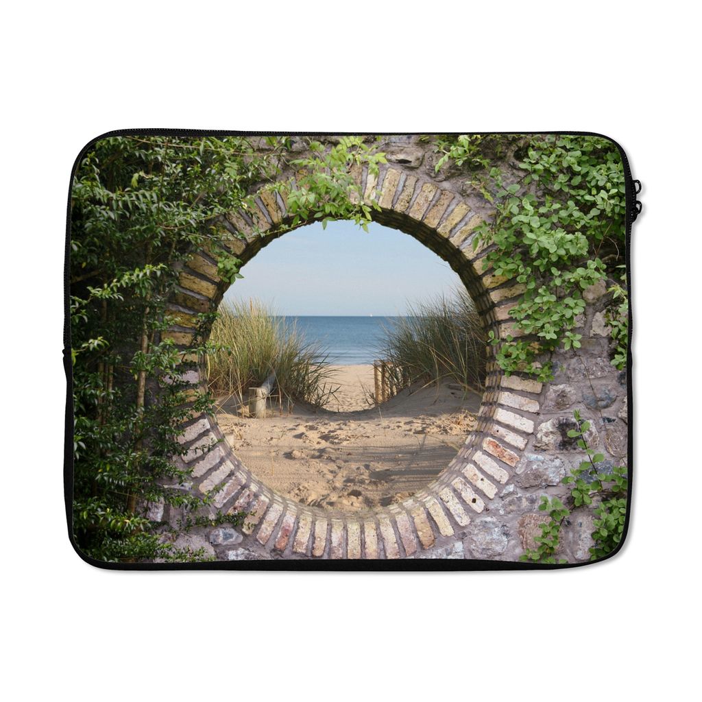 MuchoWow Laptop Hülle 17 Zoll Laptoptasche Aussicht - Strand - Düne - Sommer - Zipper - Schutzabdeckung