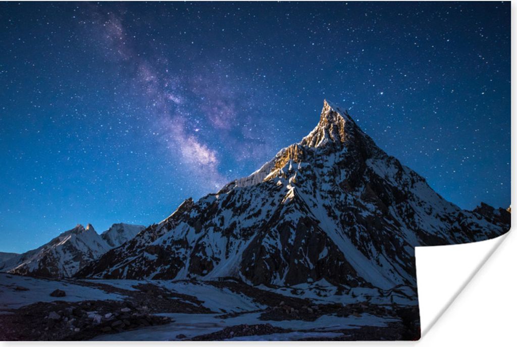MuchoWow Poster Sternenhimmel über dem Berg K2 30x20 cm - Plakate - Print