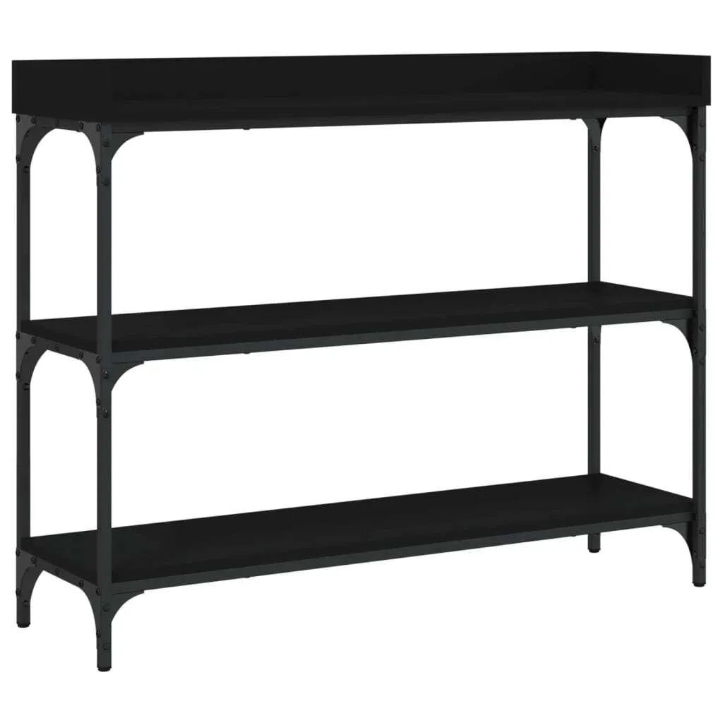 Tavolo consolle con ripiani nero 100x30x80 cm