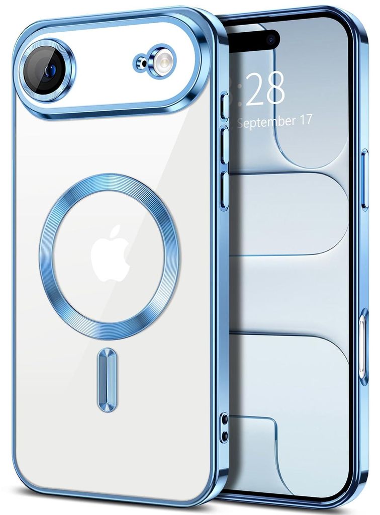 Weiche Klar Hülle für iPhone Air, Kameraschutz, Kompatibel mit MagSafe, Elektroplattiert TPU Handyhülle Hellblau