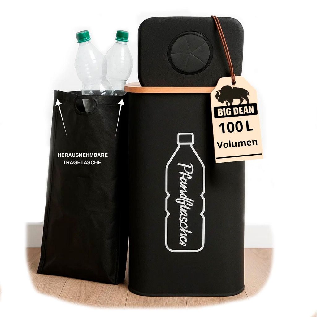 BigDean Pfandflaschen Sammelbehälter 100L inkl. Tragetasche Produktbild 