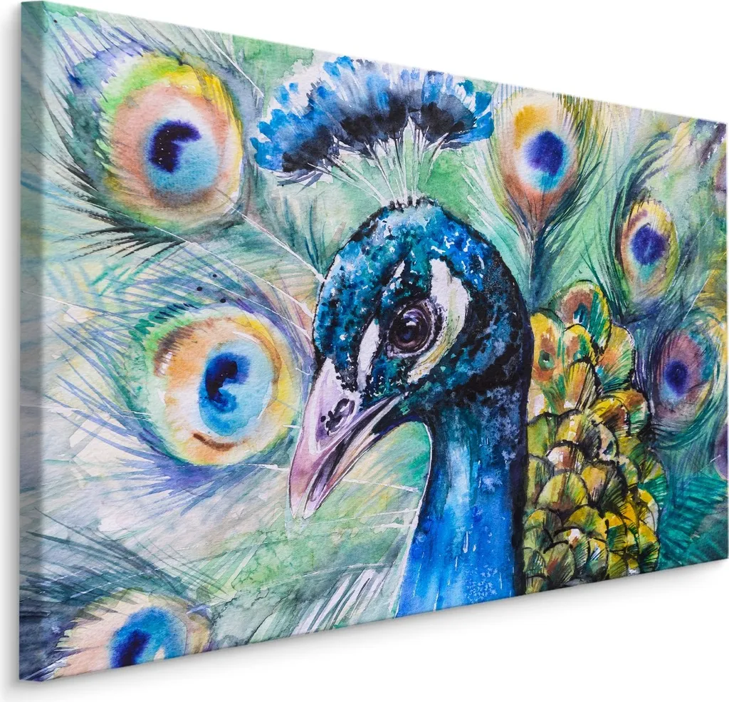 Carta da Parati su Tela Pavone 120x80 XXL | Stampa d'Arte su Canvas