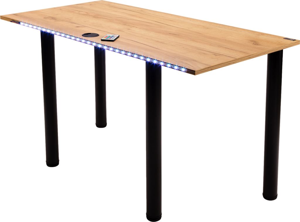 Gaming Schreibtisch mit LED Beleuchtung,braun