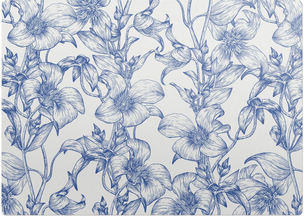Blumenmuster Aus Ranken – Bodenschutzmatte – Rutschfest – Schutzmatte für Büro – Vinylmatte – Stuhlunterlage – 140 x 100 cm