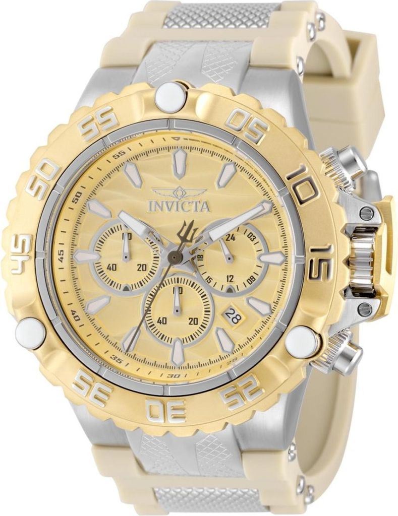 Invicta Subaqua - Poseidon 48553 Herren uhr - Wasserdicht - Analog - Quarzuhrwerk - Edelstahl mit goldenen zifferblat - 55mm