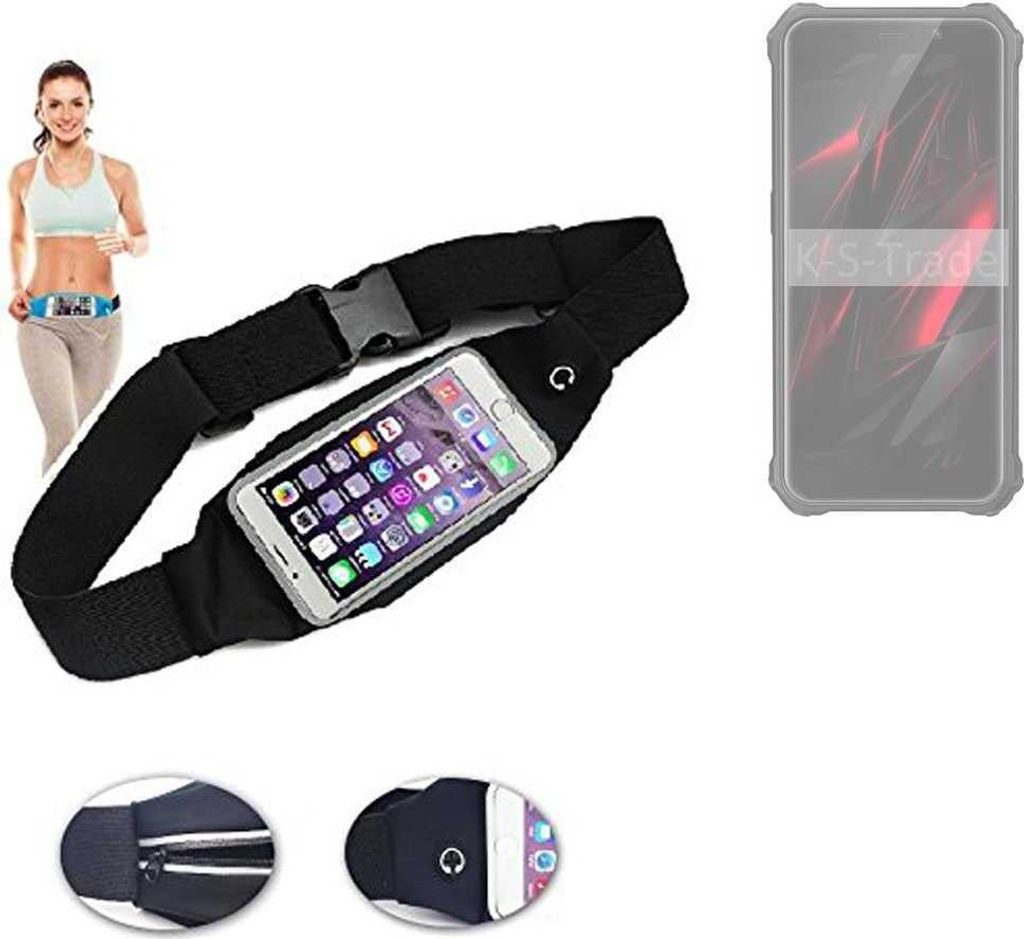 K-S-Trade Jogging-Armband kompatibel mit FOSSiBOT F101 Pro Gürteltasche Umhängetasche Bauchtasche schwarz Sport Running Jogging Fitness Laufen