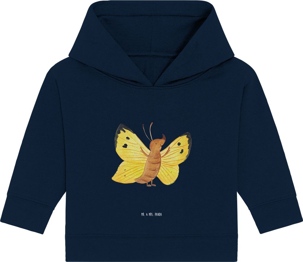 Mr. & Mrs. Panda Organic Baby Hoodie Schmetterling Zitronenfalter 24. - 36. Monat - French Navy - Geschenk, Schmetterlinge, Motivation, Liebe, Kapu...