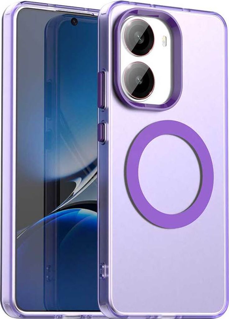 Magnetisch Hülle für Xiaomi Poco X7 Pro, Schlank Durchscheinend Matt Stoßfest Handyhülle Lila