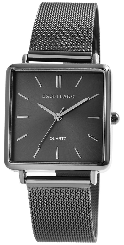 Excellanc Uni Armbanduhr mit Edelstahl Meshband schwarz Produktbild 