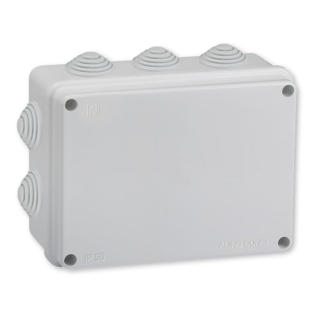 Aufputz Verteilerbox mit zehn Eingängen 150x110x70 IP56 500V Grau