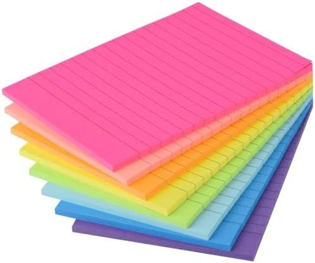 Haftnotizen 8 Blöcke x 40 Blatt, Sticky Notes 100 x 150 mm in 8 Neonfarben