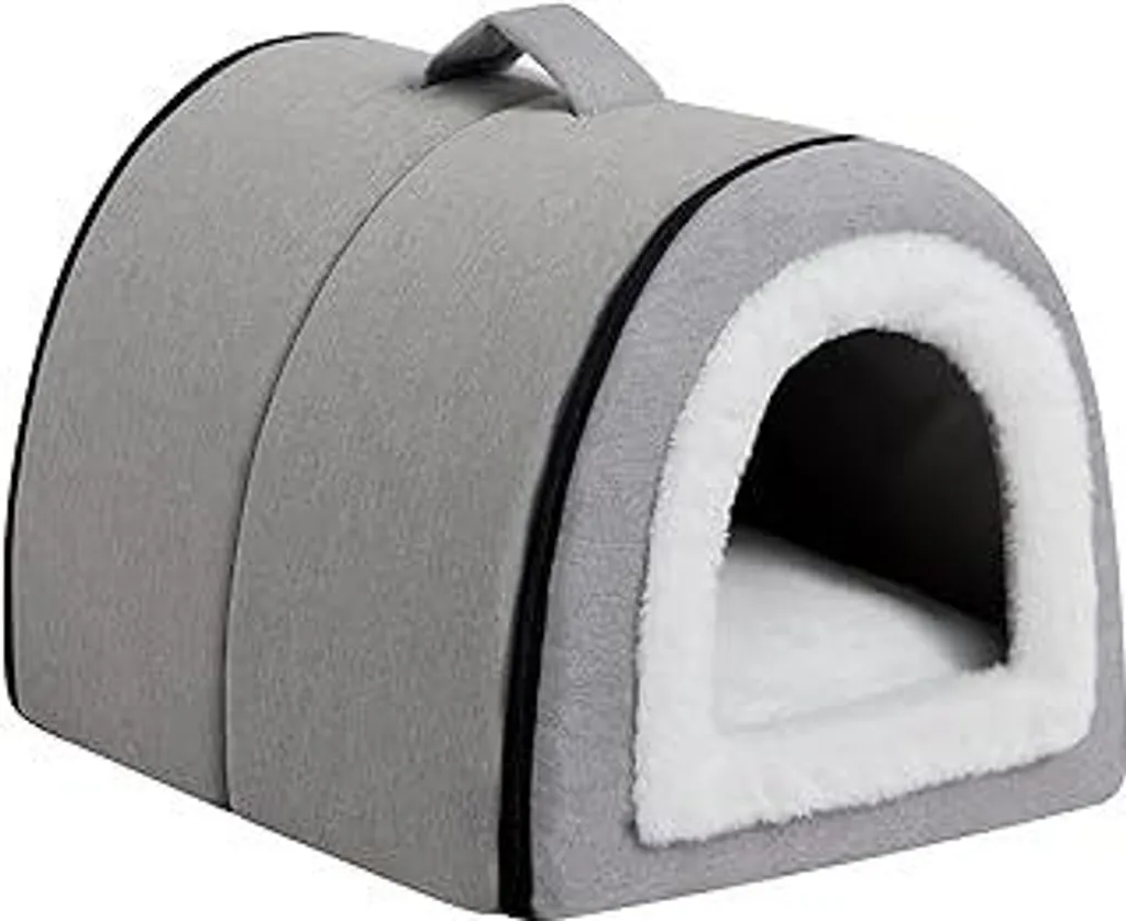Hollypet Cuccia Moderna in Lino Grigio per Gatti e Cani Piccoli