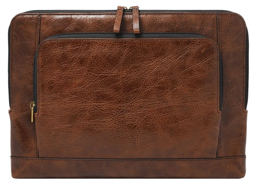 Fossil Dillon Laptop Folio Cognac en Cuir Véritable pour Ordinateur 15"