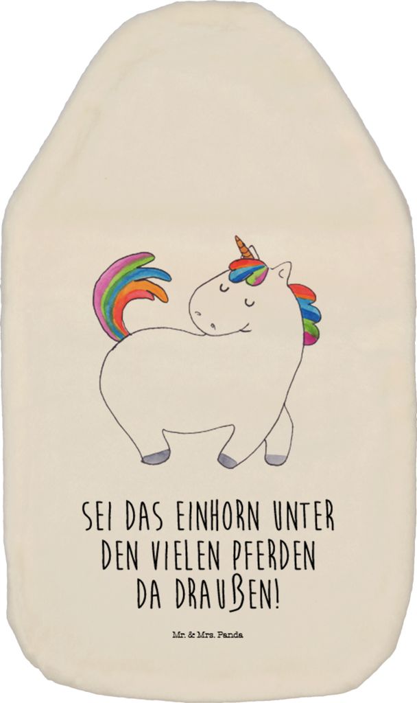 Mr. & Mrs. Panda Wärmflasche Einhorn Stolzieren - Weiß - Geschenk, Wärmeflasche, Wärmflaschen, Freundin, Unicorn, naturkautschuk, Pferd, Wärme...