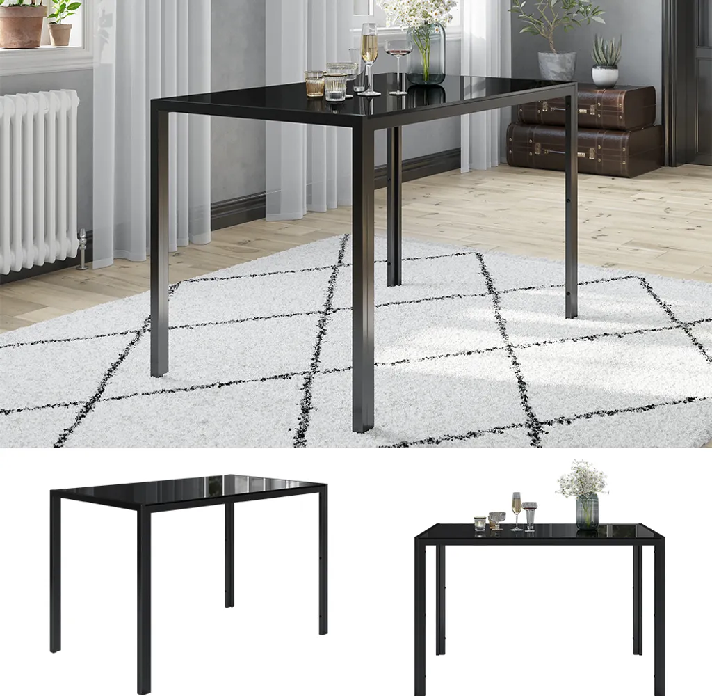 Table à manger Compacte Noire Vicco 120x70 cm - Gain de Place Zen