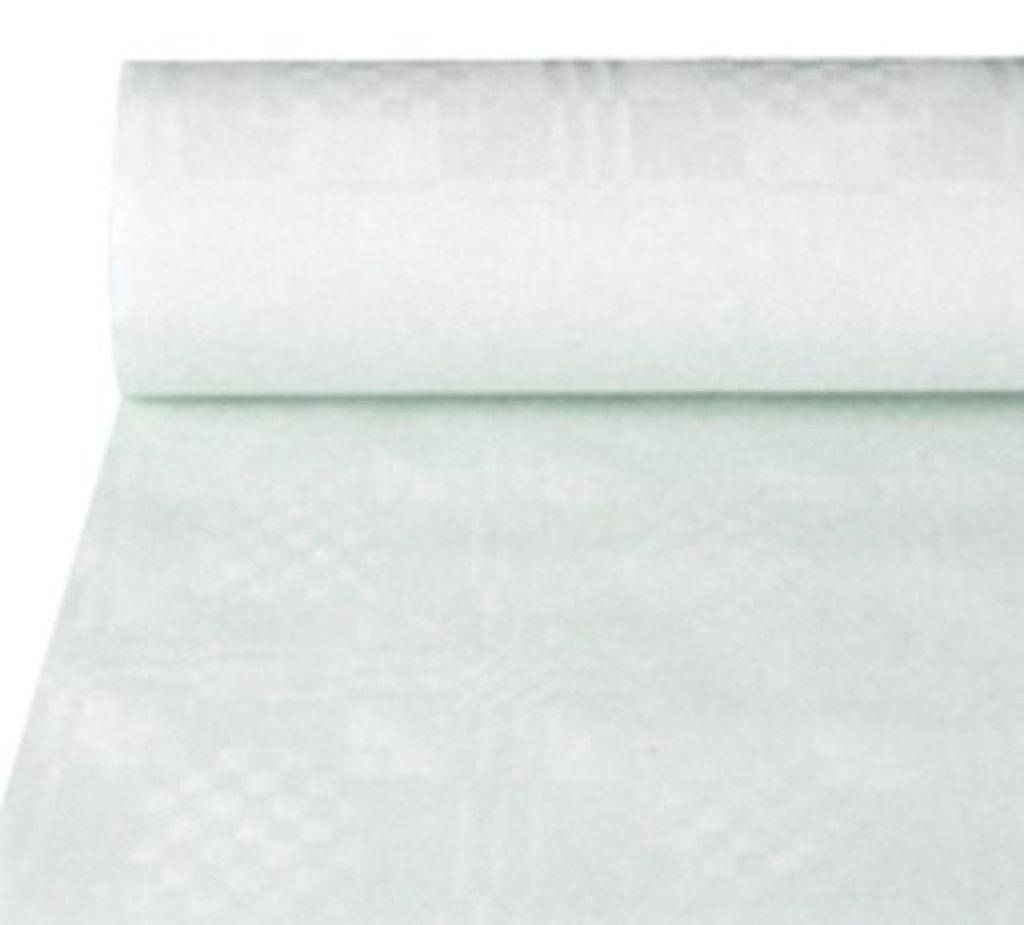 Papiertischtuch mit Damastprägung 50 m x 1 m weiss Produktbild 
