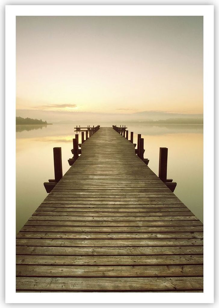 Poster - Poster ohne Rahmen - Brücke See - 70x100 cm - Wand Bild - Wanddeko - Wandbilder - Kunstposter - Wandposter - Bilder - Kunstdruck - Wandde...