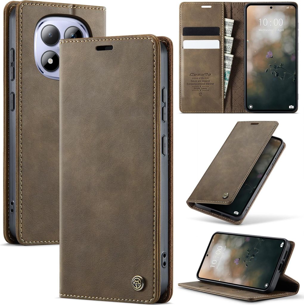 Handyhülle für Xiaomi Redmi Note 15 Pro 4G Hülle Leder mit RFID Schutzhülle Klapphülle Magnet Kartenfach Standfunktion Braun