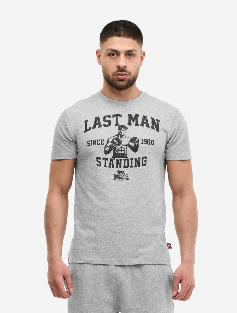 Herren T-Shirt normale Passform EVENWOOD Marl Grey/Black M Lonsdale