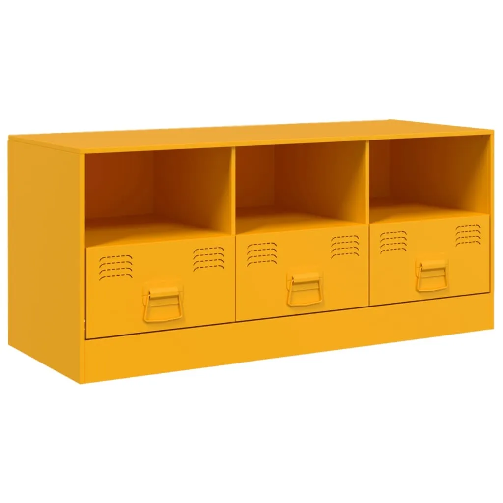Mobile TV Basso in Acciaio Senape 99x39x44 cm - Tavolino TV Robusto