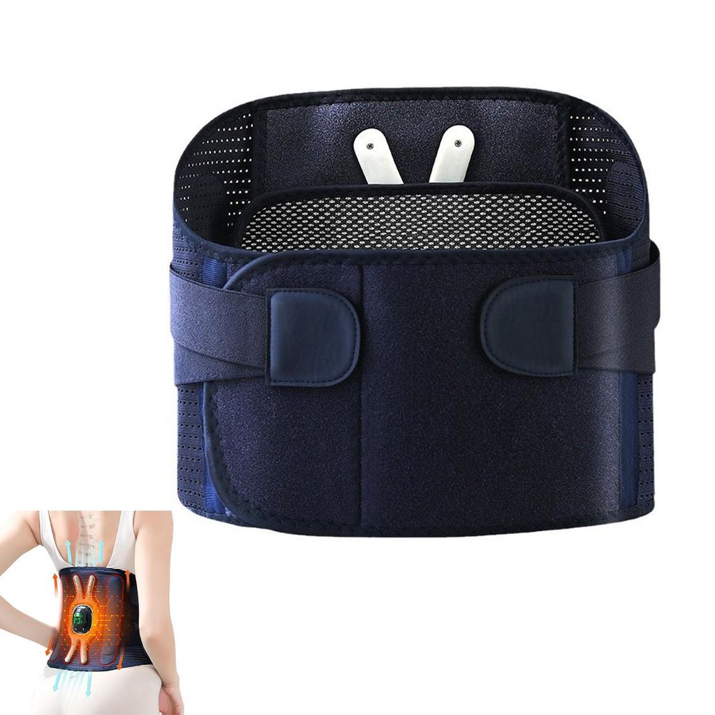 Rückenmassagegerät mit Heizfunktion & Vibration,3D-Stützkorsett mit Graphen-Wärme, 2000mAh Akku & LCD-Display,Verstellbarer Wärmegürtel für ...