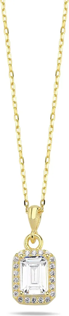 Pendentif solitaire baguette en argent 925 et sa chaîne de 45 cm