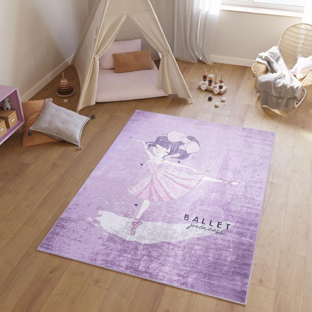 Tapiso Teppich EMMA Modern Kinderzimmer Lila Violett Schlafzimmer 140 x 200 cm