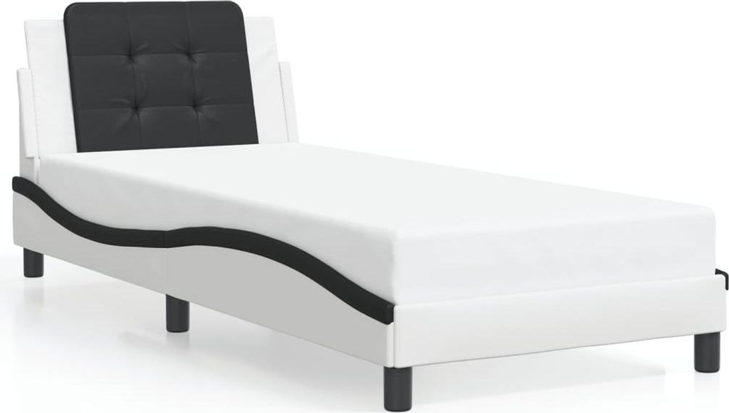 vidaXL Bettgestell ohne Matratze "Zadar" Weiß und Schwarz 100x200 cm Kunstleder
