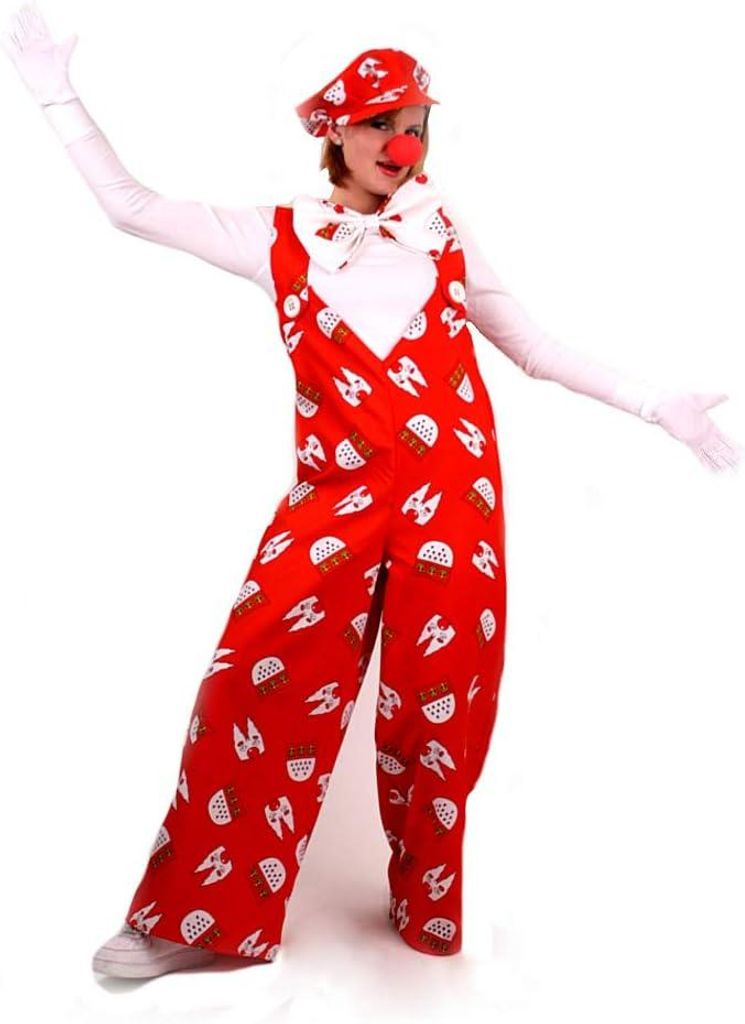 Latzhose Köln rot 1-tlg. Latzhose mit Köln Muster rot-weiß Clownhose für Erwachsene (XXXL)