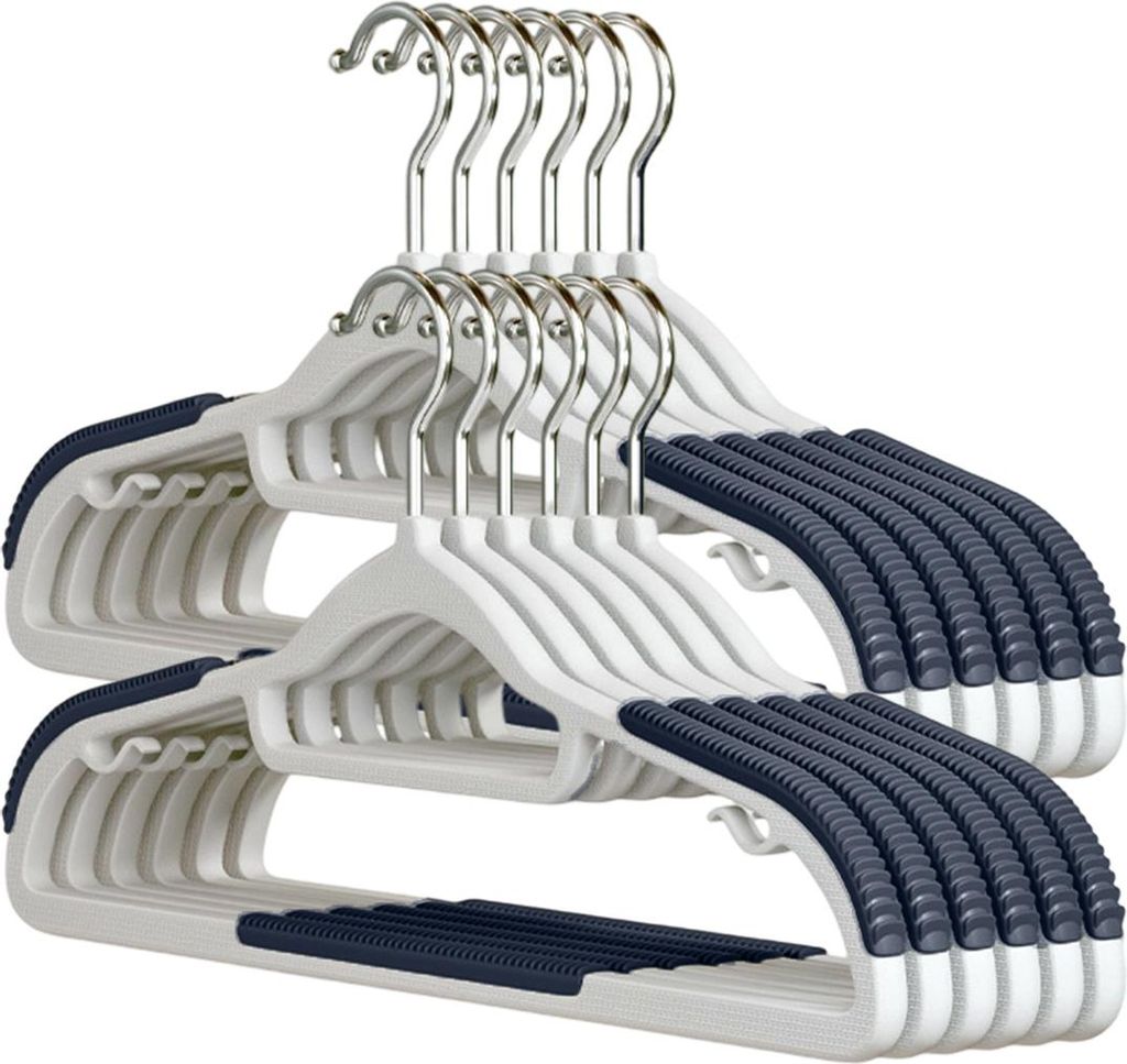 Rutschfeste Kleiderbügel aus Kunststoff – 10er-Pack schmale, dünne Kleiderbügel für Mäntel und Hemden mit Gummigriff, drehbarem Haken, strap...