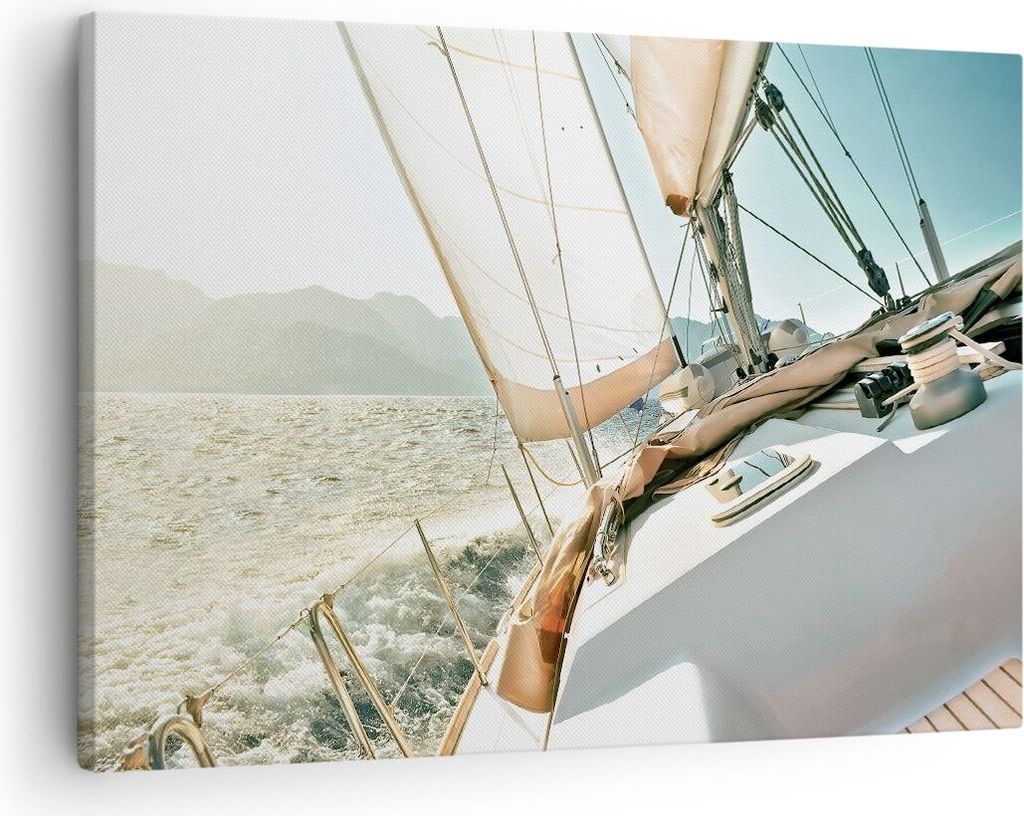 Bild auf Leinwand - Leinwandbild - Einteilig - Yacht Segeln So - 70x50cm - Wand Bild - Wanddeko - Wandbilder - Leinwanddruck - Bilder - Wanddekorat...