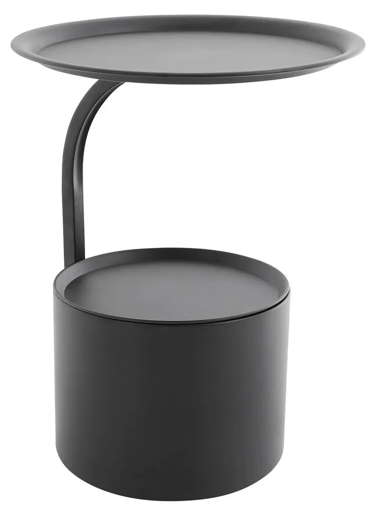Table d'appoint ronde noire avec piètement métal au design moderne