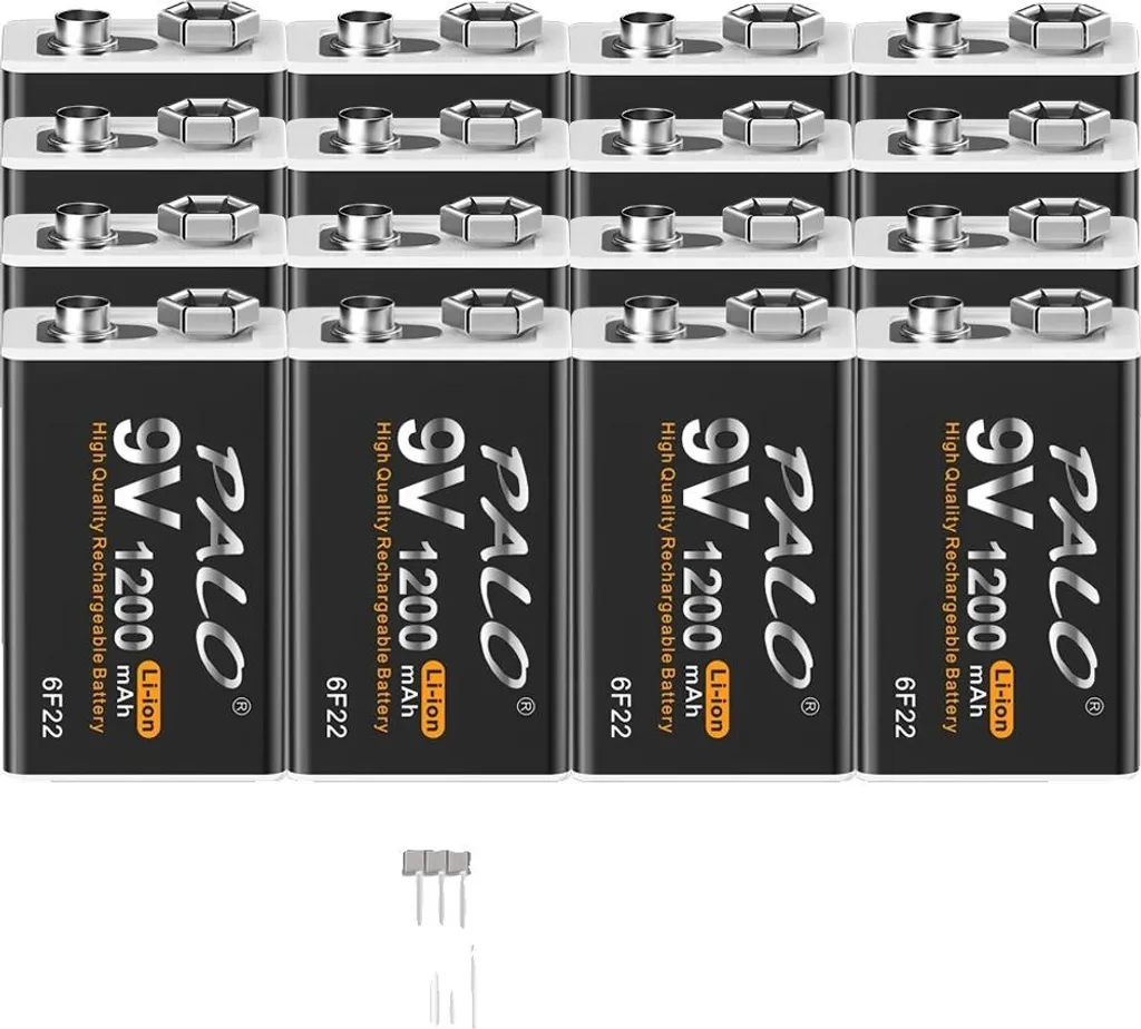Batterie 9V 1200mAh Lithium-ion - Lot de 16 Piles Rechargeables STK 6F22