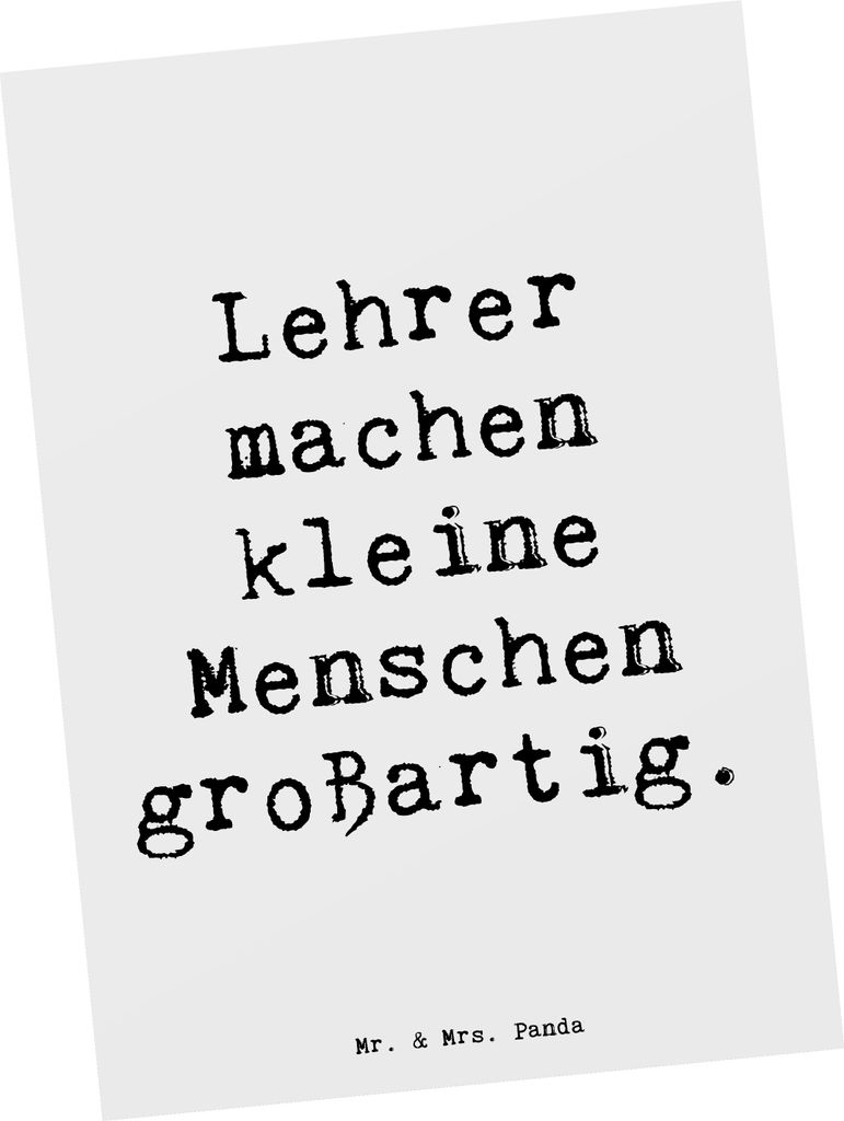 Mr. & Mrs. Panda Postkarte Spruch Lehrer Großartig - Weiß - Geschenk, Postkarten, Aufmerksamkeit, Grußkarte, Bedanken, Danke sagen, einzelkarte,...