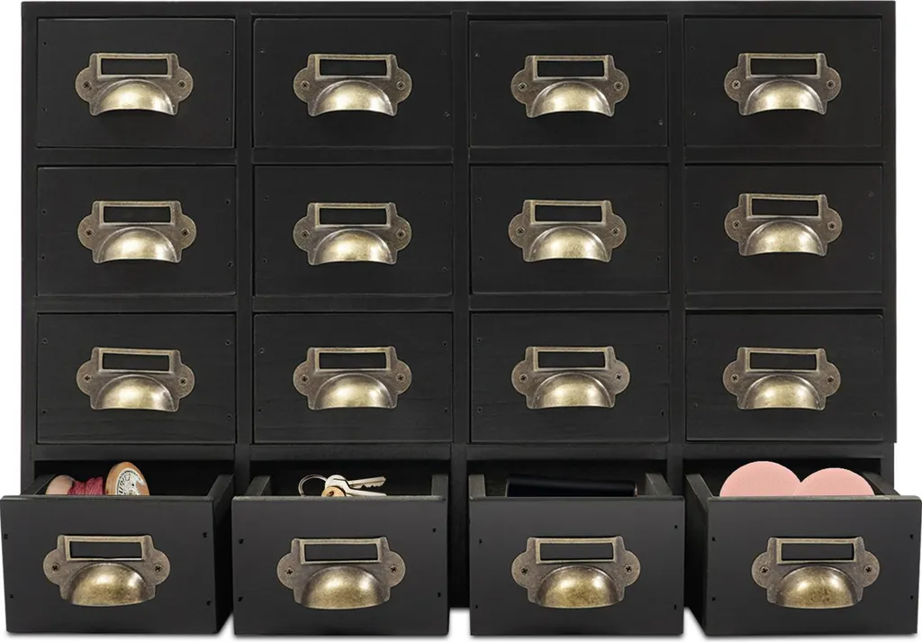Organisateur mural 16 tiroirs noir 50x10x35cm : fin au désordre