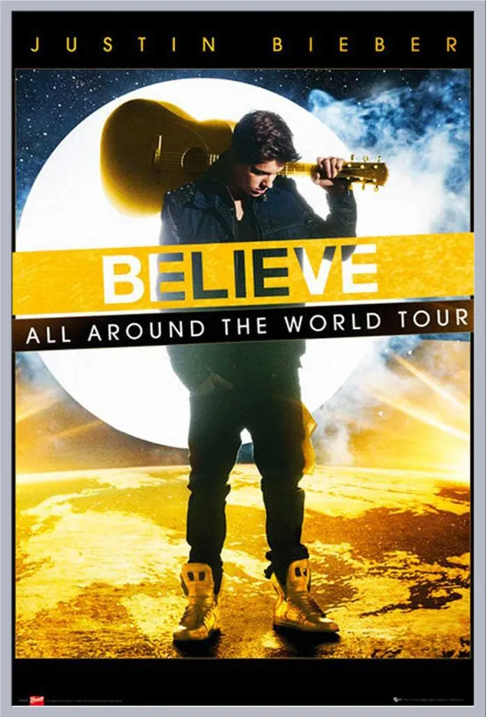 Poster Justin Bieber World Tour Encadré sous Plexiglas Shinsuke Argent