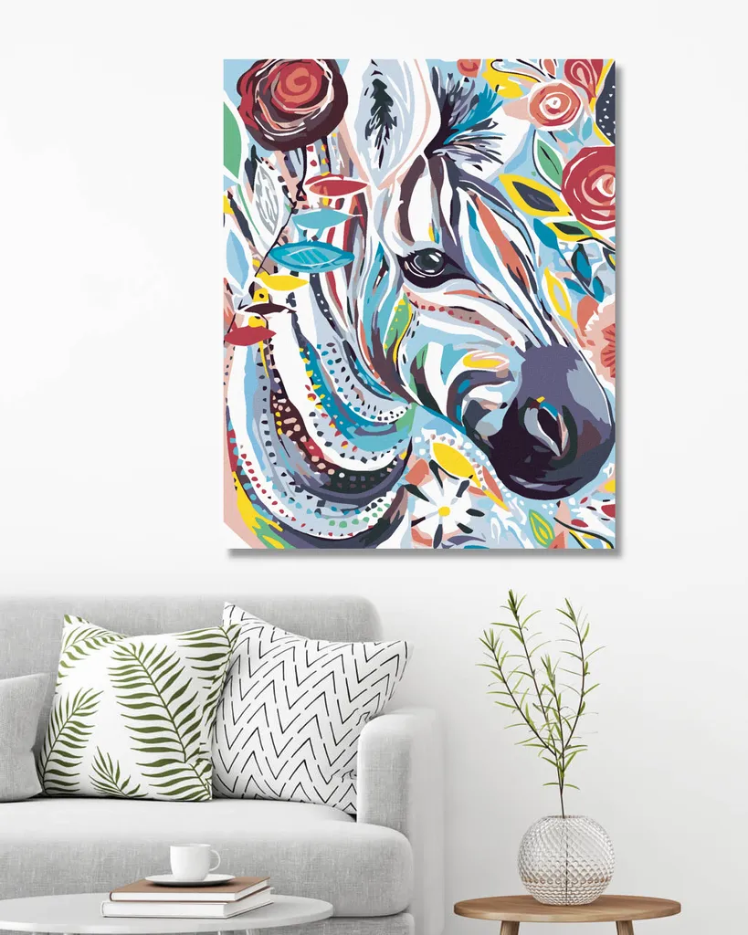 Offerta Kit Zuty Zebra Floreale 40x50 cm con Telaio - Diamond Art 5D - 2