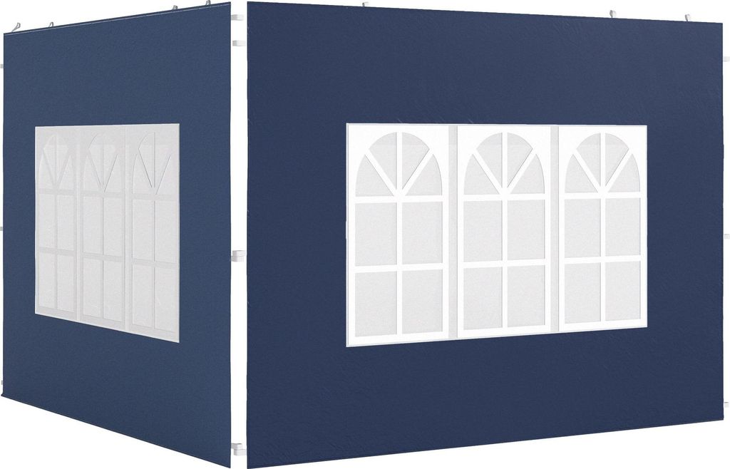 Wasserdichte Seitenwände für Gartenpavillons mit Fenstern, Blau, 2er-Pack