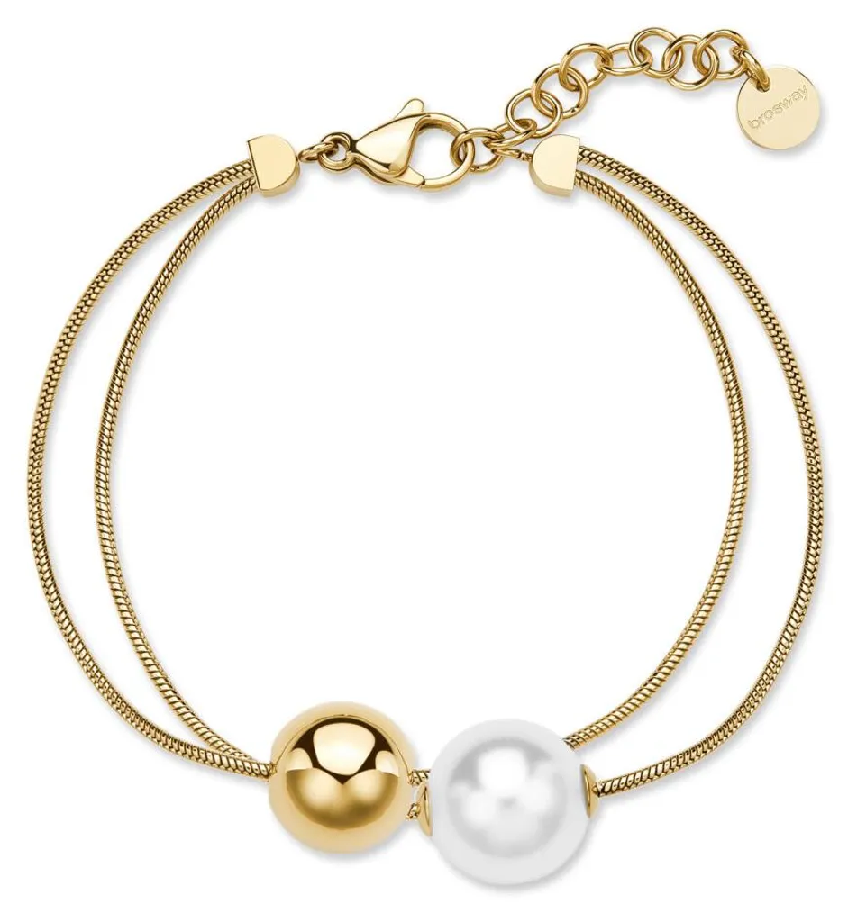 Bracelet chic double rang plaqué or et perle pour soirée et mariage