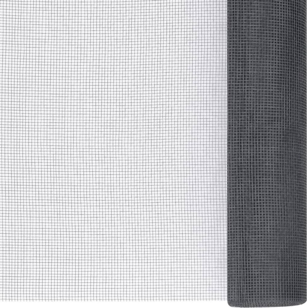 A roll of gray fiberglass mesh screen is shown against a white background.