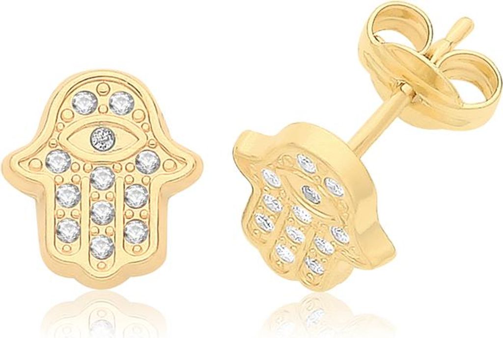 Moderne 9 Karat (375) Gold Damen - Paar Ohrstecker mit Zirkonia - 8mm*7mm; TRS36193