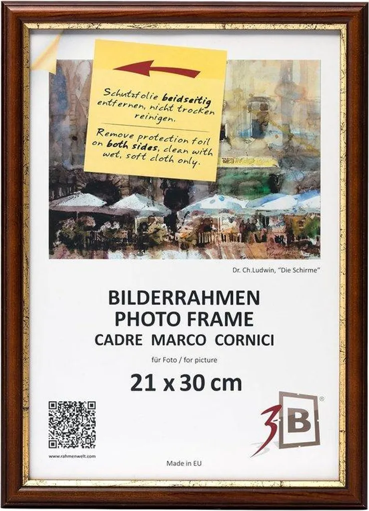 Cadre bois robuste brun foncé 21x29,7 cm pour protéger vos photos A4