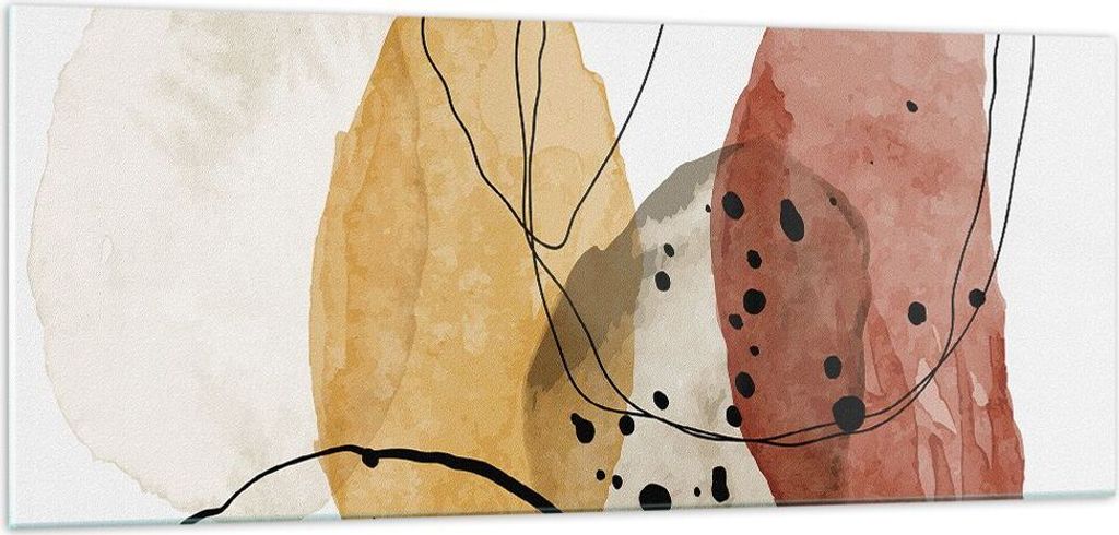 Bilder auf glas - Einteilig - Aquarell Abstraktion Formen - 100x40cm - Glasbilder - Wandbilder - Bilder - Wanddekoration aus Glas - Glas Bilder - W...