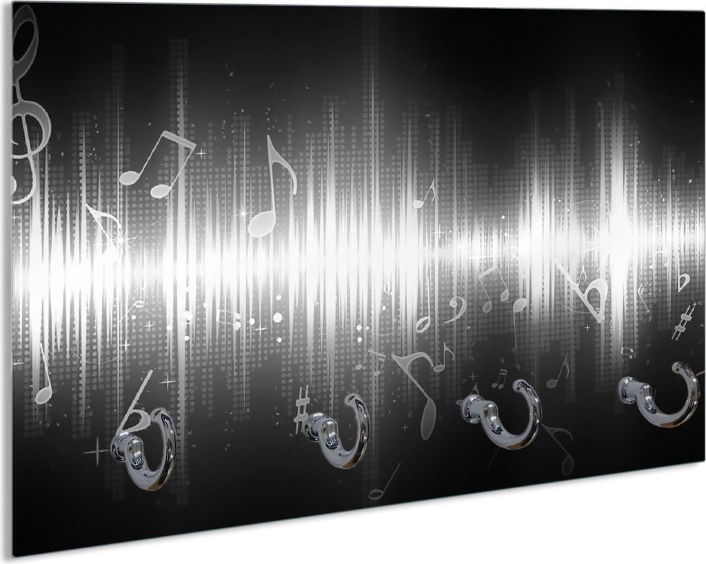 Wallario Schlüsselbrett aus Glas, Motiv: Noten der Musik in Produktbild 